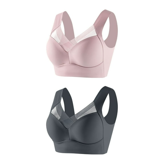 LLYWEY Comfortable Bras for Women No Underwire Comfortable Bras Women Ladies Push-Up Bra Style-167 Women Pullover Bra Feature Adult Female Push up Sports Bras Gray 42B