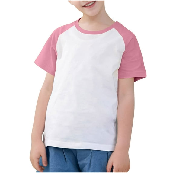 LLYWEY Cotton Baseball Tees for Toddlers, Baby Girls Boys Raglan T-Shirts, Unisex Kids Crew Neck Short Sleeve Summer Shirts Loose Casual Blouse Tops BT-2 Red-a 13T