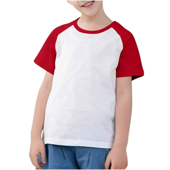 LLYWEY Cotton Baseball Tees for Toddlers, Baby Girls Boys Raglan T-Shirts, Unisex Kids Crew Neck Short Sleeve Summer Shirts Loose Casual Blouse Tops BT-2 Red 3T