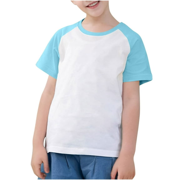LLYWEY Cotton Baseball Tees for Toddlers, Baby Girls Boys Raglan T-Shirts, Unisex Kids Crew Neck Short Sleeve Summer Shirts Loose Casual Blouse Tops BT-2 Sky Blue 9T