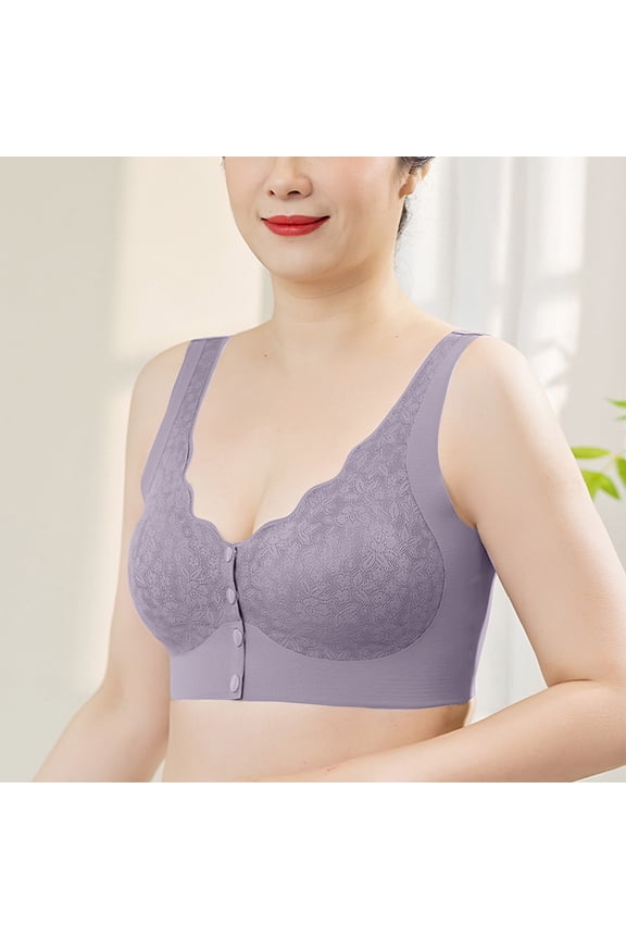 Cotton Bras for Women Soft Comfortable Wirefree Bras Ladies Cut-Out Bra Style-1308 Women's Plus Convertible Bra Feature Adult Female Push up Sports Bras Purples 42B