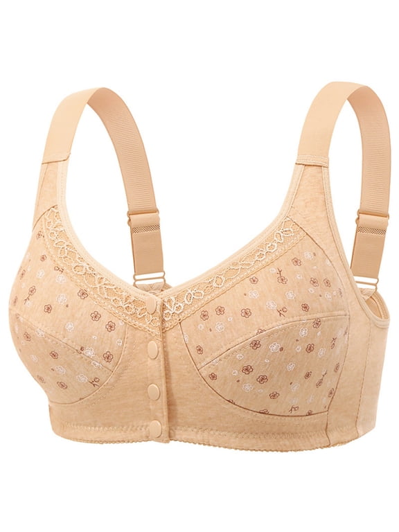 Front Close Bras for Women - Snap Front Closure Bras for Older Women - Seniors Wireless Push up Padded Bralette