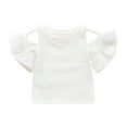 thumbnail image 1 of LLYWEY Girl Cold Shoulder Tops, Toddler Baby Girls Ruffle Sleeve T-Shirts, Kids Flare Short Sleeve Crew Neck Summer Tops Casual Loose Blouse Tees Shirts, Style-T-14, White, 6 Months, 1 of 7