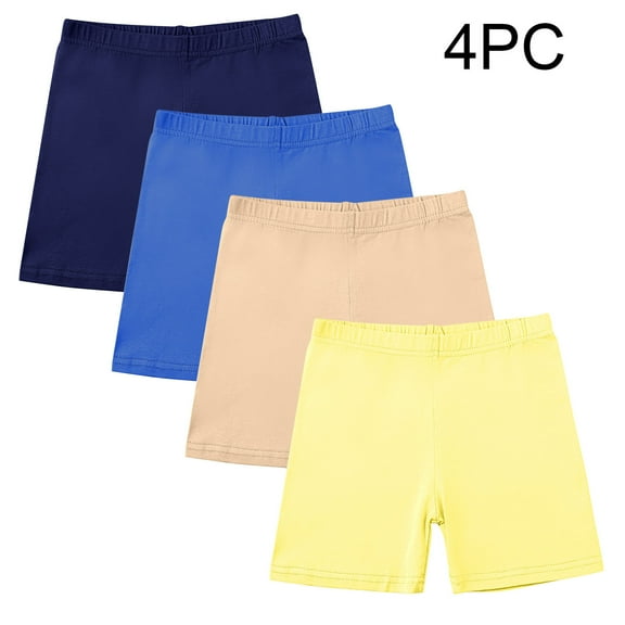 LLYWEY Girls Bike Shorts 4 Pack Baby Toddler Girls Cotton Bike Shorts Soft Breathable Solid Safety Dance Short for Kids