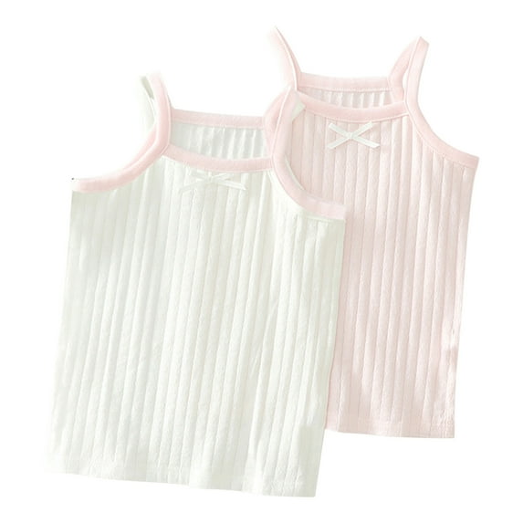 LLYWEY Girls Camisole 2 Pack, Girls’ Cotton Undershirts, Toddler Kids Sleeveless Camisoles Tank Tops Breathable Basic Cami BT-12 Pinks 3T
