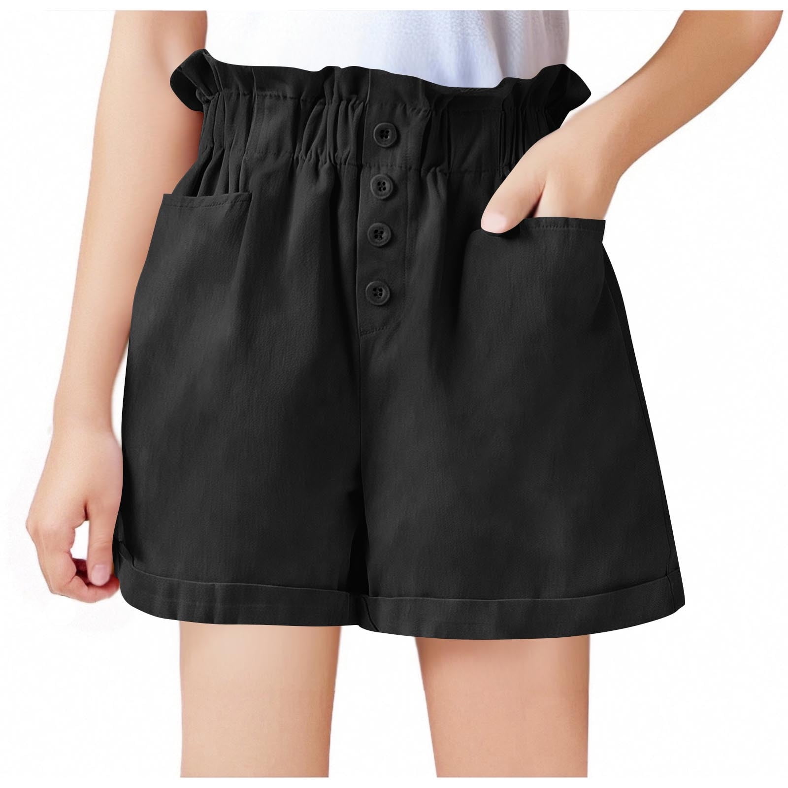 SweatyRocks Girls' PU Leather Wide Leg Shorts - High Waisted Elastic Casual Shorts