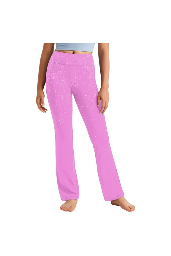 Girls High Waisted Leggings, Kids Soft Stretchy Yoga Pants, Toddler Girl Seamless Pull on Long Pants Casual Elastic Waist Running Workout Leggings, Style-PT-21, Pinky, 2T