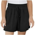 thumbnail image 1 of LLYWEY Girls Linen Shorts, Kids Drawstring Elastic Waist Pull on Shorts, Big Girls’ Solid High Waisted Casual Loose Wide Leg Short Pants with Pockets, 1 of 8