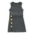 thumbnail image 1 of LLYWEY Girls Ribbed Tank Dresses, Toddler Baby Girls Solid Round Neck Sleeveless Summer Dresses Side Button Casual Sundress, Style BY-30, Gray, 2T, 1 of 7