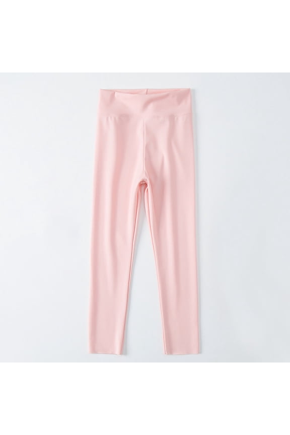 Girls Seamless Leggings, Toddler Girls Pull on Leggings, Kids Solid Color High Waisted Yoga Leggings Sports Workout Running Ankle Length Trousers , Style-PT-13, Pinks, 3T