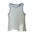 thumbnail image 1 of LLYWEY Girls Striped Tank Tops, Toddler Cotton Sleeveless Shirts, Kids Cute Striped Print Soft Cotton Undershirts 12 Months-8 Years, Style-T-11, Blue, 8T, 1 of 5
