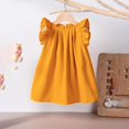 thumbnail image 1 of LLYWEY Girls Tunic Dresses, Toddler Baby Girl Ruffle Sleeveless Summer Dresses, Kids Solid Pleated Round Neck Loose Casual Sundress, , Yellow, 1T, 1 of 3