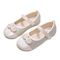 thumbnail image 1 of LLYWEY Glitter Flats for Toddler Girls Closed Toe Low Heels Ankle Strap Princess Dress Shoes Buckle Closure , Style S-9, Beige, 32, 1 of 9