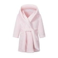 thumbnail image 1 of LLYWEY Hooded Bath Robes for Toddler Girls Soft Warm Fuzzy Fleece Bathrobes Unisex Boys Girls Wrap V-Neck Long Sleeve Kids Robe with Belt Knee Length Bathrobe Pajamas Sleepwear Pinks 4T, 1 of 9