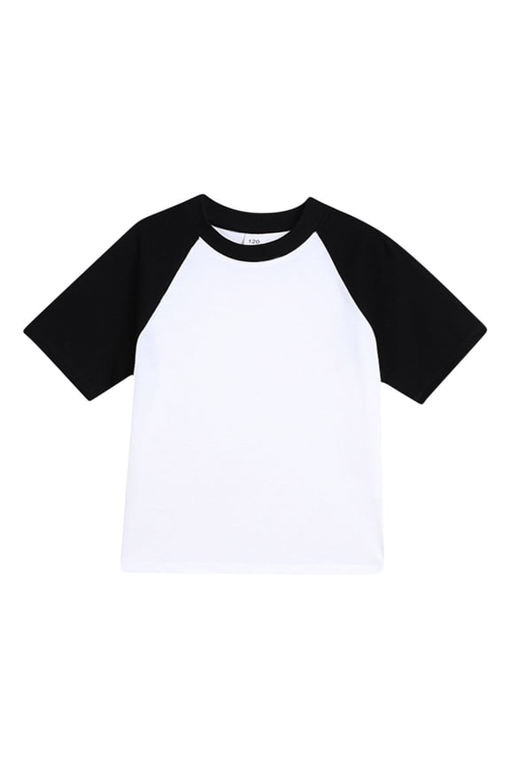 Kids Raglan Shirt, Toddler Baseball Tee Shirts, Unisex Boys Girls Summer Crew Neck Short Sleeve Baseball T-Shirt, Breathable Casual Loose Pullover Tunic Tops 3-14 Year Old Black 12 Months