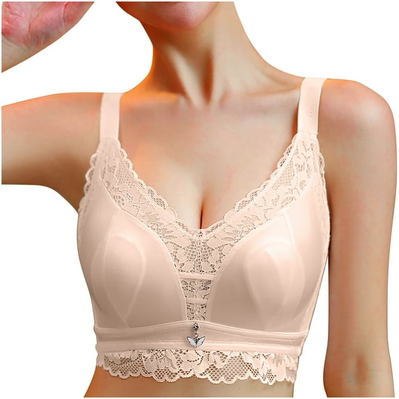 LLYWEY Lace Bras for Women V Neck Sports Bra Women Ladies Sport Bra Style-1087 Women Back-Smoothing Bra Feature Adult Female Bralette Sports Bras Beige 34B
