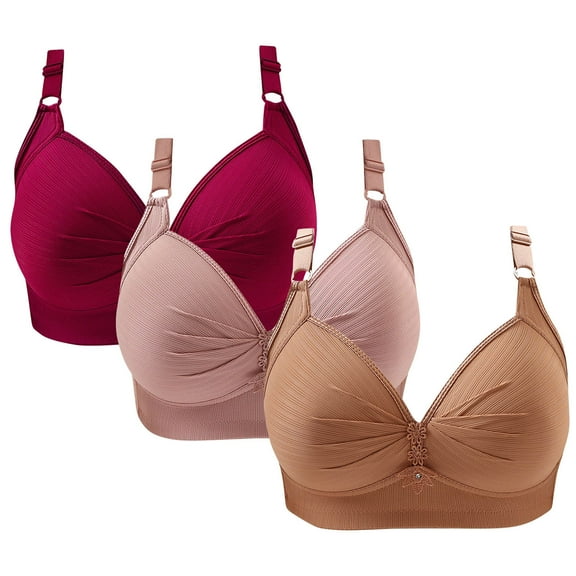 LLYWEY Lightly Lined Wireless Bras for Women on Clearance Push up Bra Wireless Ladies Demi Cup Bra Style-900 Women Scoop Bra Feature Adult Female Nursing Sports Bras Pinks 38B