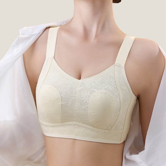 LLYWEY Non Padded Bras for Women Bras Front Closure Ladies Full Coverage Bra Style-1104 Women Pullover Bra Feature Adult Female Sport Sports Bras White 38B