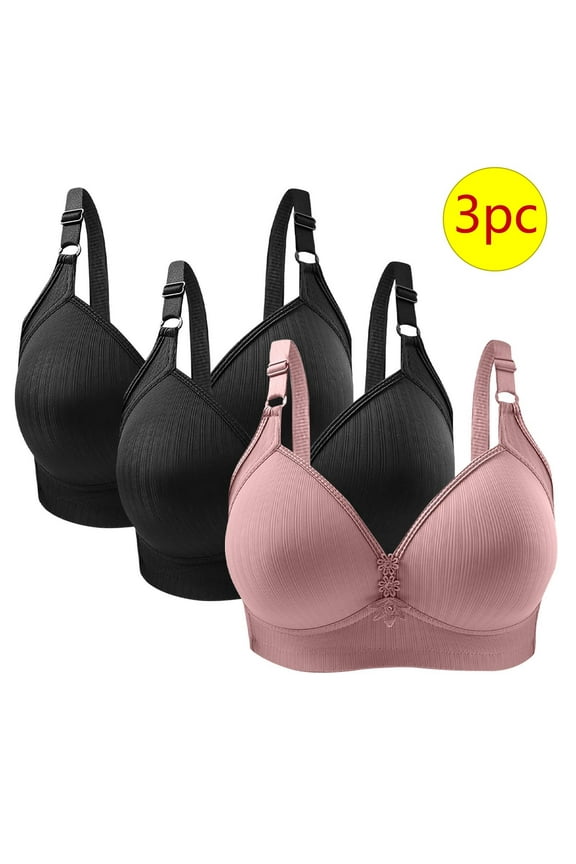 Non Padded Bras for Women Soft Wireless Bras Women Ladies Bralette Bra Style-1241 Women's Plus Seamless Bra Feature Adult Female Lace Sports Bras Black 44B
