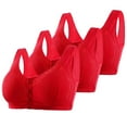 thumbnail image 1 of LLYWEY Non Wire Bras for Women Padded Push up Bras Women Ladies Nursing Bra Style-1442 Women's Plus Double Support Bra Feature Adult Female Plus Size Sports Bras Red 42B, 1 of 2