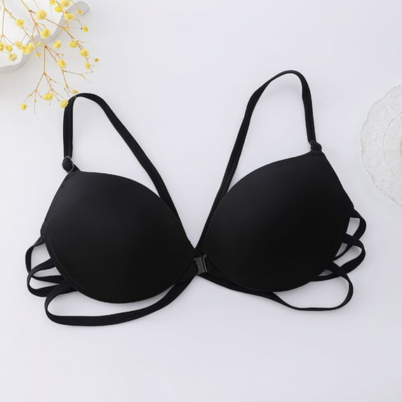 LLYWEY Non Wire Bras for Women Daisy Bras Older Women Ladies Convertible Bra Style-1091 Women's Plus Padded Bra Feature Adult Female Bralette Sports Bras Black 36B