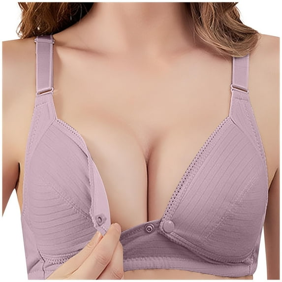 LLYWEY Nursing Bras for Breastfeeding - Cotton Maternity Bras for Pregnancy Women Front Open Button