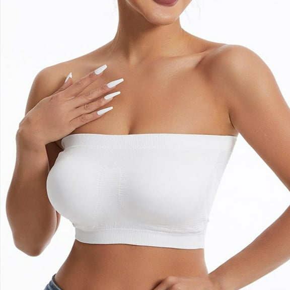 LLYWEY Padded Bralette No Padding Bras Women Ladies Training Bra Style-1272 Women Convertible Bra Feature Adult Female High Impact Sports Bras White 44B