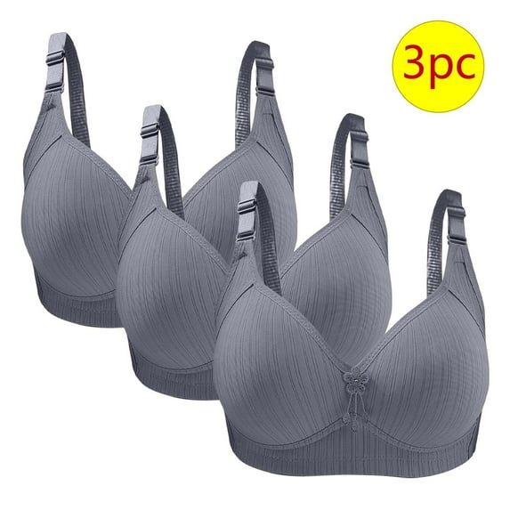 LLYWEY No Padding Bra Plus Size Sports Bras Women Ladies Wire-Free Bra Style-1255 Women's Plus Lift Bra Feature Adult Female Bralette Sports Bras Gray 44B