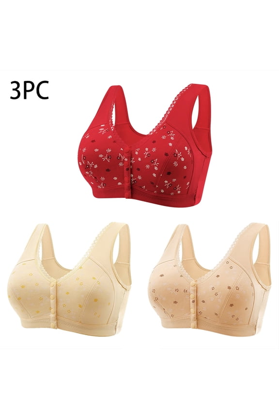 Plus Size Sports Bras Padded Bras Women Ladies Tie-Front Bra Style-1398 Women Double Support Bra Feature Adult Female T-Shirt Sports Bras Red 44B