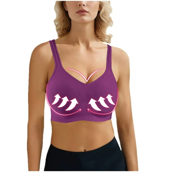 LLYWEY Plus Size Sports Bras for Women Solid Push-up Padded Bras Breathable Back Hook & Eye Closure Everyday T-Shirt Bras