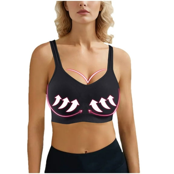 LLYWEY Plus Size Sports Bras for Women Solid Push-up Padded Bras Breathable Back Hook & Eye Closure Everyday T-Shirt Bras