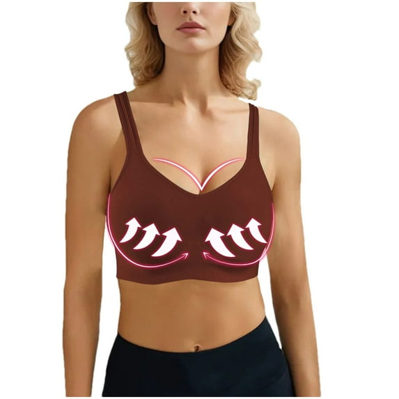 LLYWEY Plus Size Sports Bras for Women Solid Push-up Padded Bras Breathable Back Hook & Eye Closure Everyday T-Shirt Bras