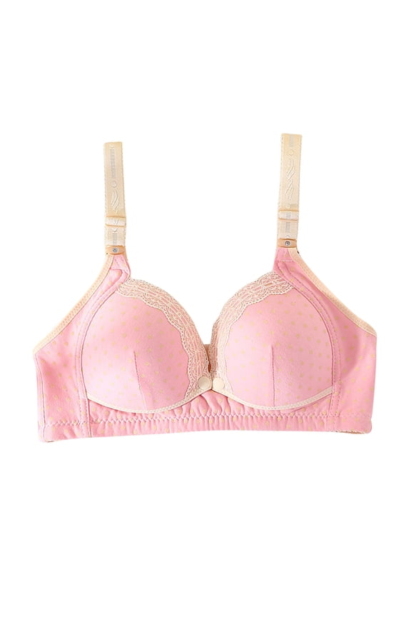 Push up Wireless Bras for Women Cute Open Front Snap Bras No Underwire Soft Padded Bralette