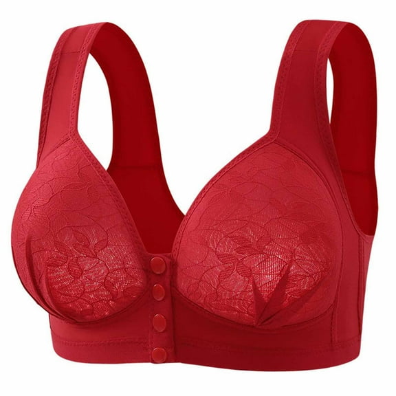 LLYWEY Seamless Comfort Bra Sports Bras Women Ladies Bralette Bra Style-763 Women's Plus Lightly Lined Bra Feature Adult Female T-Shirt Sports Bras Red 36B