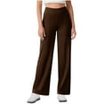 thumbnail image 1 of LLYWEY Seamless Yoga Pants for Women Straight Leg Trousers with Pockets High Waist Stretch Long Dress Pants Casual Sweatpants LL-13 Brown L, 1 of 9