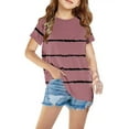 thumbnail image 1 of LLYWEY Short Sleeve Tops for Kids Striped Print Summer T-Shirts Unisex Toddler Girls Boys Crew Neck Tees Shirts Loose Casual Blouses BT-7 Pinks 4T, 1 of 5