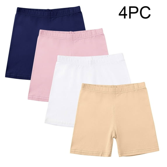LLYWEY Shorts for Toddler Girls 4 Pack Cotton Elastic Waist Bike Shorts