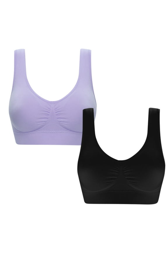 Soft Wireless Bras for Women Woman Bras Ladies Underwire Bra Style-330 Women's Plus Back-Smoothing Bra Feature Adult Female Everyday Sports Bras Purples 46B