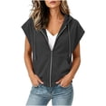 thumbnail image 1 of LLYWEY Soft Zip-Up Hooded Jackets Women Casual Drawstring Zipper Short Sleeve Hoodie with Pockets, 1 of 7