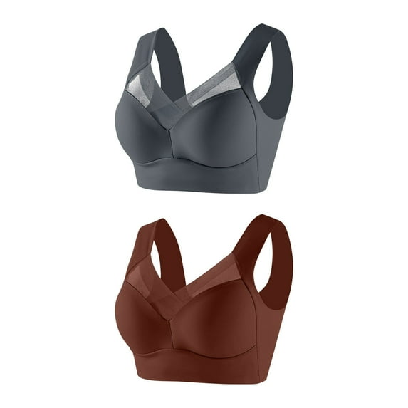 LLYWEY Sports Bras for Plus Size Women Women Bras Full-Coverage Ladies Lace Bra Style-169 Women Soft Cup Bra Feature Adult Female Wireless Sports Bras Brown 42B