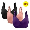 thumbnail image 1 of LLYWEY Sports Bras for Women on Sale Wireless Push up Bra Ladies Lace Bra Style-1265 Women's Plus Double Support Bra Feature Adult Female Yoga Sports Bras Purples 40B, 1 of 3