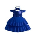 thumbnail image 1 of LLYWEY Toddler Baby Girls Princess Dresses, Sequin Ruffle Sleeve Formal Dresses Back Bowknot Backless V-Neck Puffy Ball Gowns Knee Length Wedding Pageant Birthday Party Wear, Style BY-2, Blue, 2T, 1 of 4