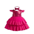 thumbnail image 1 of LLYWEY Toddler Baby Girls Princess Dresses, Sequin Ruffle Sleeve Formal Dresses Back Bowknot Backless V-Neck Puffy Ball Gowns Knee Length Wedding Pageant Birthday Party Wear, Style BY-2, Pinky, 5T, 1 of 4