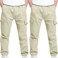 thumbnail image 1 of LLYWEY Toddler Boy Cargo Pants, 2 Pack Jogger Pants for Boys, Stretch Elastic Waist Pull On Loose Casual Multi-pocket Trousers for School Uniforms, 1 of 8