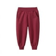 thumbnail image 1 of LLYWEY Toddler Boys Joggers Pants - Unisex Kids Elastic Waist Sweatpants Casual Loose Solid Color Pull On Track Pants with Pockets Red 6-8T, 1 of 8