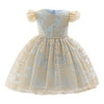 thumbnail image 1 of LLYWEY Toddler Girl Evening Dress, Ruffle Sleeve Vintage Mesh Lace Wedding Birthday Party Crew Neck Sleeveless Princess Dresses Back Zipper Holiday Kids Formal Pageant Gown, Style BY-37, Blue-a, 8T, 1 of 8