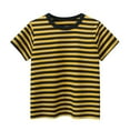 thumbnail image 1 of LLYWEY Toddler Girl Striped Shirts - Unisex Baby Girls Boys Short Sleeve T-Shirts - Kids Casual Cotton Breathable Crew Neck Cute Summer Tops Pullover Tees, Style-T-2, Yellow, 7-8T, 1 of 2