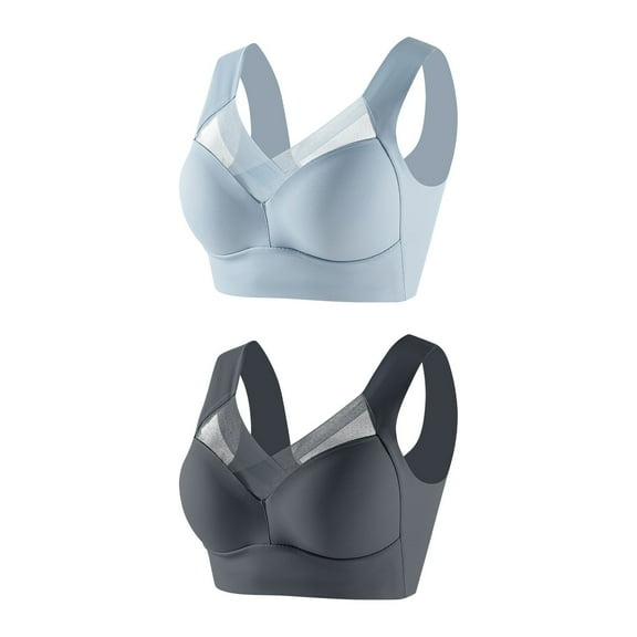 LLYWEY Tshirt Bras for Women Discounts Wireless Sports Bras Women Ladies Demi Cup Bra Style-173 Women Pullover Bra Feature Adult Female Lace Sports Bras Gray 44B