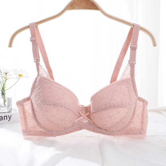 LLYWEY Tshirt Bras for Women No Underwire Seamless Breathable Bra Ladies Lace Bra Style-1364 Women Double Support Bra Feature Adult Female Sports Sports Bras Pinks 36B