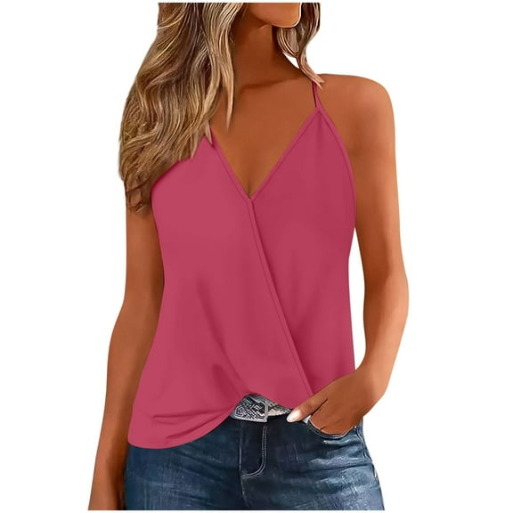 LLYWEY V-Neck Camisole Tops Women Solid Color Spaghetti Straps Sleeveless Tank Tops ( Women's)